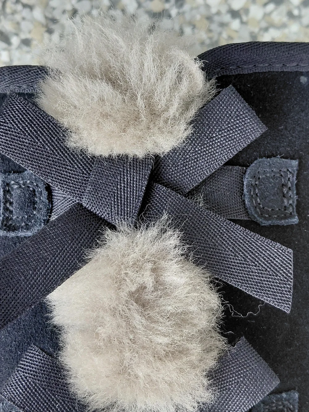 Black Pom-Pom Suede Mid-Calf Boots